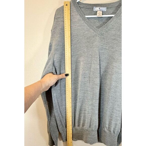 Vintage Cumran 100% Merino Wool Gray Made in Italy V-Neck Men's Sweater Large - Picture 5 of 8